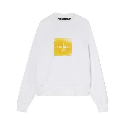 Pre-owned Palm Angels Leaf Crewneck 'white/yellow'
