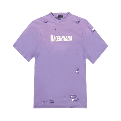 Pre-owned Balenciaga Boxy T-shirt 'purple/white'