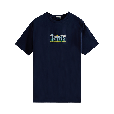 Pre-owned Kith Cloud Serif Logo Tee 'nocturnal' In Blue