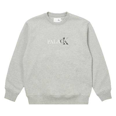 Pre-owned Palace X Calvin Klein Crew 'light Grey Heather'