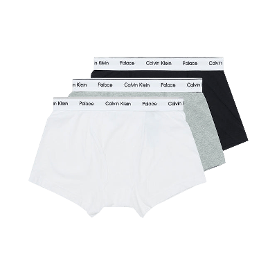Pre-owned Palace X Calvin Klein Trunks 3pk 'classic White/light Grey Heather/black' In Multi-color