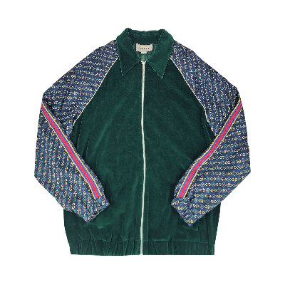Pre-owned Gucci Oversized Velvet Mixed Media Jacket 'green'