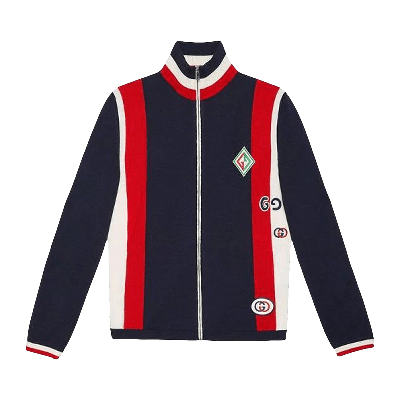 Pre-owned Gucci Logo Appliqued Striped Wool Sweater 'multicolor' In Multi-color