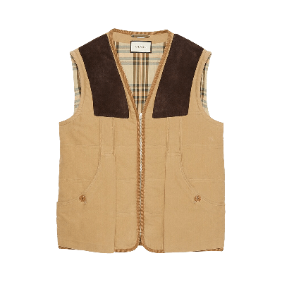 Pre-owned Gucci Moleskin Vest With Suede Details 'brown'