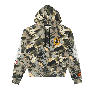 Pre-owned Heron Preston Hoodie Camo Flaming Sleeve 'camou Green'