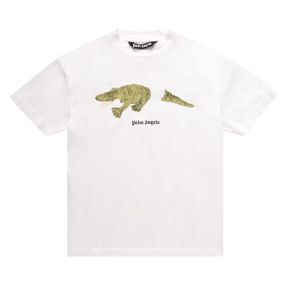 Pre-owned Palm Angels Croco Classic Tee 'white/green'