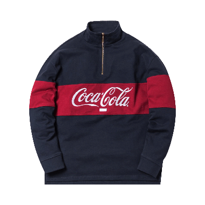 Pre-owned Kith X Coca-cola Quarter Zip Rugby 'navy' In Blue
