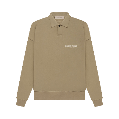 Pre-owned Essentials Fear Of God  Long-sleeve Polo 'oak' In Tan