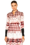 ALTUZARRA CHIKA SHIRT IN OMBRE, PLAID, RED, WHITE.,117-414 610