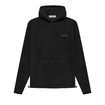 Pre-owned Essentials Fear Of God  Polar Fleece Half Zip Hoodie 'iron' In Black