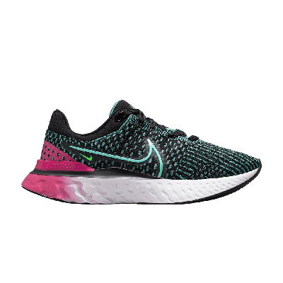 Pre-owned Nike Wmns React Infinity Run Flyknit 3 'black Pink Prime Dynamic Turquoise'