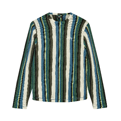 Pre-owned Stussy Vertical Striped Knit Crew 'green'
