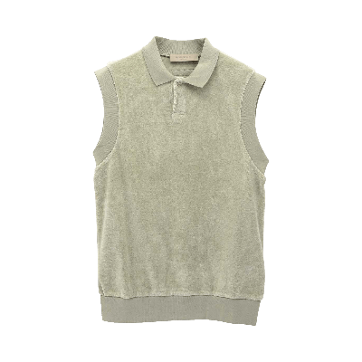 Pre-owned Essentials Fear Of God  Velour Sleeveless Polo 'seafoam' In Green