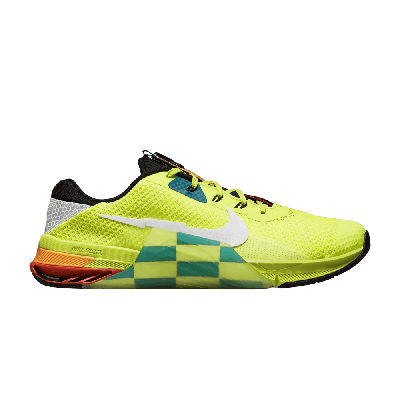 Pre-owned Nike Metcon 7 Amp 'volt Bright Spruce Checkered' In Yellow