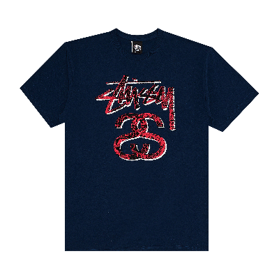Pre-owned Stussy Stock Collage Tee 'navy' In Blue