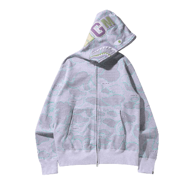 Pre-owned Bape Text Code Camo Shark Full Zip Hoodie 'grey'