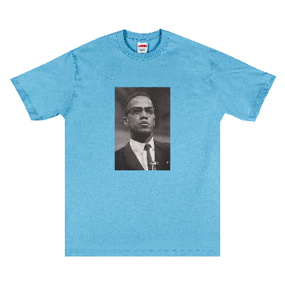 Pre-owned Supreme Malcolm X Tee 'light Slate' In Blue