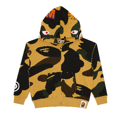 Pre-owned Bape Giant 1st Camo Shark Loose Fit Full Zip Hoodie 'yellow'