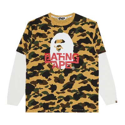 Pre-owned Bape 1st Camo Relaxed Fit Layered Long-sleeve Tee 'yellow'