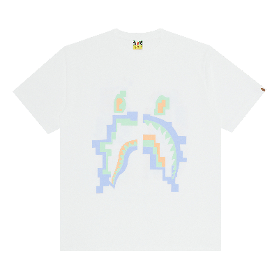 Pre-owned Bape Digital Shark Tee 'white'