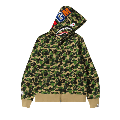 Pre-owned Bape Abc Camo Shark Full Zip Hoodie 'green'