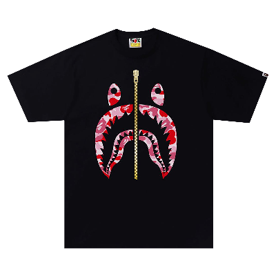 Pre-owned Bape Abc Camo Shark Tee 'black/pink'