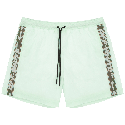 Pre-owned Off-white Athl Logoband Swim Short 'pastel Green/white'