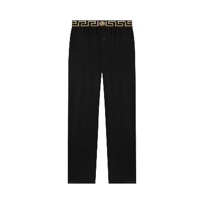 Pre-owned Versace Greca Border Silk Pyjama Trousers 'black'