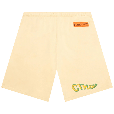 Pre-owned Heron Preston Ctnmb Pixel Warp Sweatshorts 'beige/green' In Tan