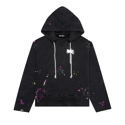 Pre-owned Palm Angels Pxp Painted Raw Cut Hoodie 'black/white'