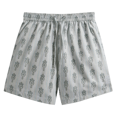 Pre-owned Kith Printed Active Short Striped Ornament 'atlas' In White