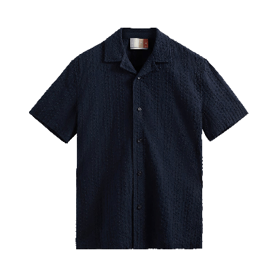 Pre-owned Kith Embroidered Voile Thompson Camp Collar Shirt 'nocturnal' In Blue