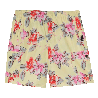 Pre-owned Palm Angels Hibiscus Swim Short 'yellow/white'
