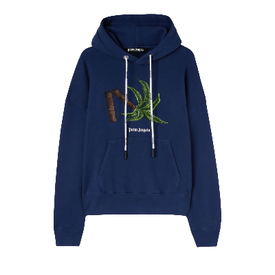 Pre-owned Palm Angels Broken Palm Hoodie 'navy Blue/green'
