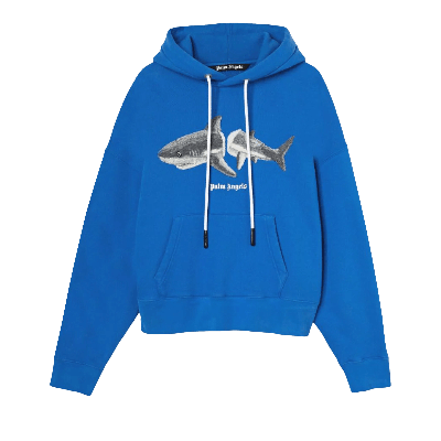 Pre-owned Palm Angels Shark Hoodie 'blue/grey'