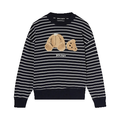 Pre-owned Palm Angels Bear Striped Crew 'navyblue/brown' In Blue