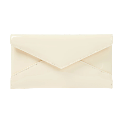 Pre-owned Saint Laurent Paloma Patent Clutch 'coquille' In Cream