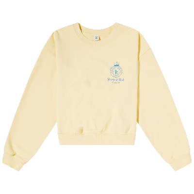 Pre-owned Sporty And Rich Sporty & Rich Crown Cropped Crewneck 'lemon/blue' In Yellow
