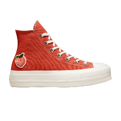 Pre-owned Converse Wmns Chuck Taylor All Star Lift Platform High 'peaches' In Red