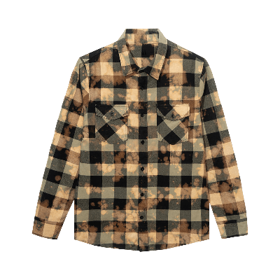 Pre-owned Anti Social Social Club Dialtone Tie Dye Flannel 'olive' In Green