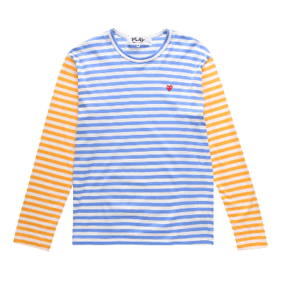 Pre-owned Comme Des Garçons Play Bi-color Striped Long-sleeve T-shirt 'blue/yellow'
