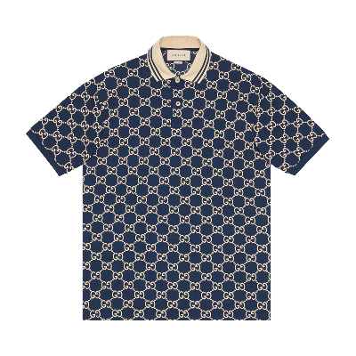 Pre-owned Gucci Gg Stretch Polo 'white/blue'