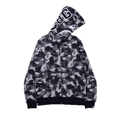 Pre-owned Bape X Comme Des Garçons Osaka Shark Full Zip Hoodie 'black'