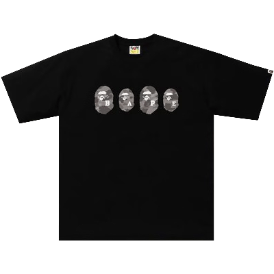 Pre-owned Bape Color Camo Ape Head Relaxed Tee 'black/grey'
