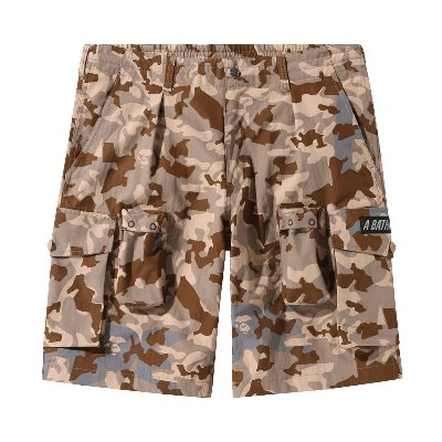Pre-owned Bape Sand Camo Multi Pocket Wide Fit Shorts 'beige' In Tan