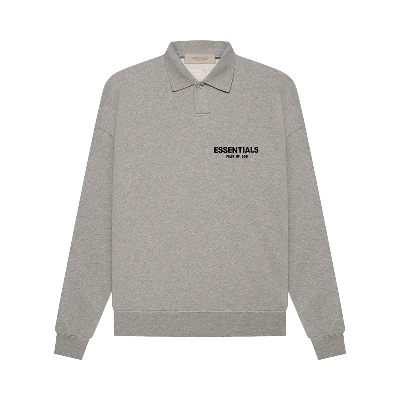 Pre-owned Essentials Fear Of God  Long-sleeve Polo 'dark Oatmeal' In Grey