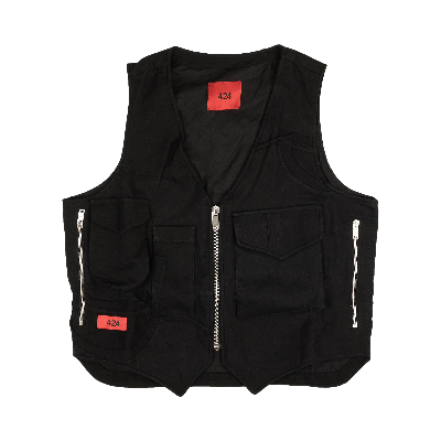 Pre-owned 424 Logo Patch Outerwear Vest 'black'