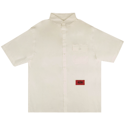 Pre-owned 424 Short-sleeve Logo Patch Button Down 'white'