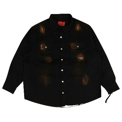 Pre-owned 424 Distressed Workwear Denim Shirt 'black/brown'