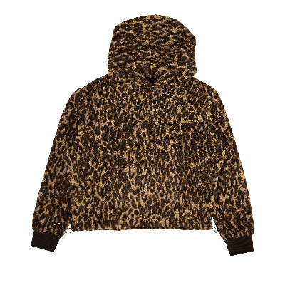 Pre-owned Amiri Leopard Fleece Polar Hoodie Sweatshirt 'brown'